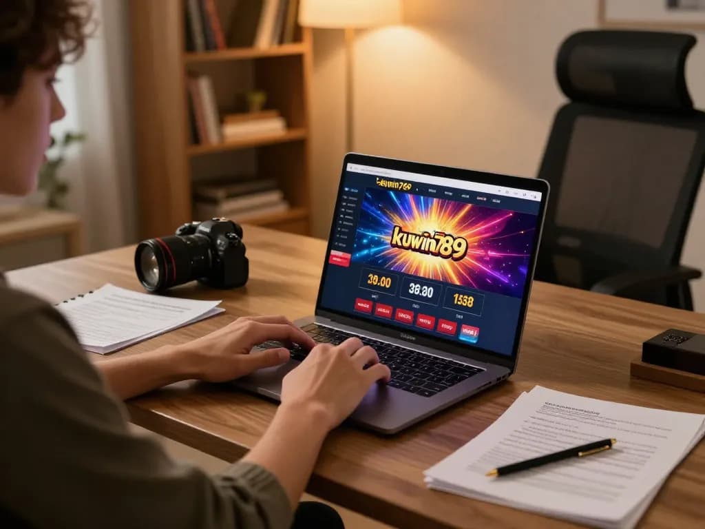 Kuwin789 user engaging with online casino, enjoying a vibrant gaming experience.