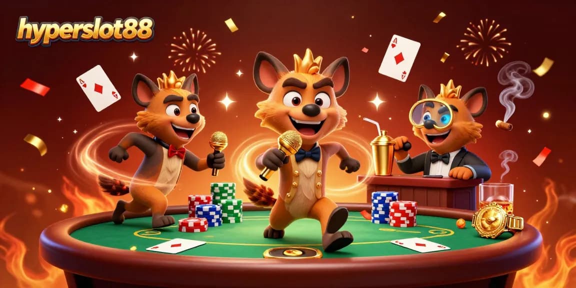 Experience the vibrant atmosphere of hyperslot88, where hyenas run a comedy casino club filled with poker and celebration.