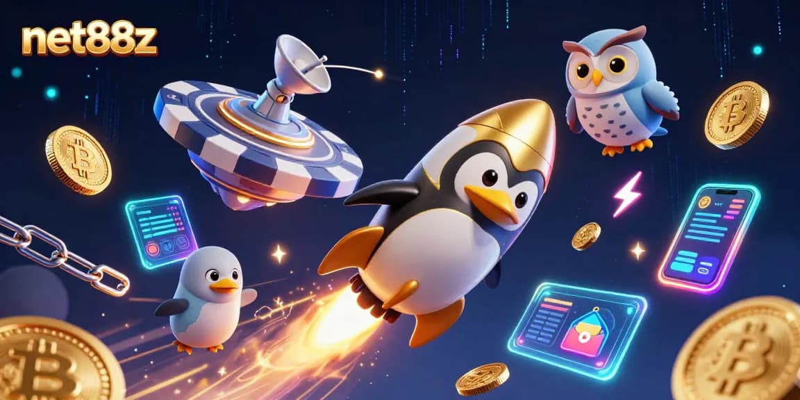 Boost your gaming experience with net88z and vibrant cosmic casino elements amid colorful coins.
