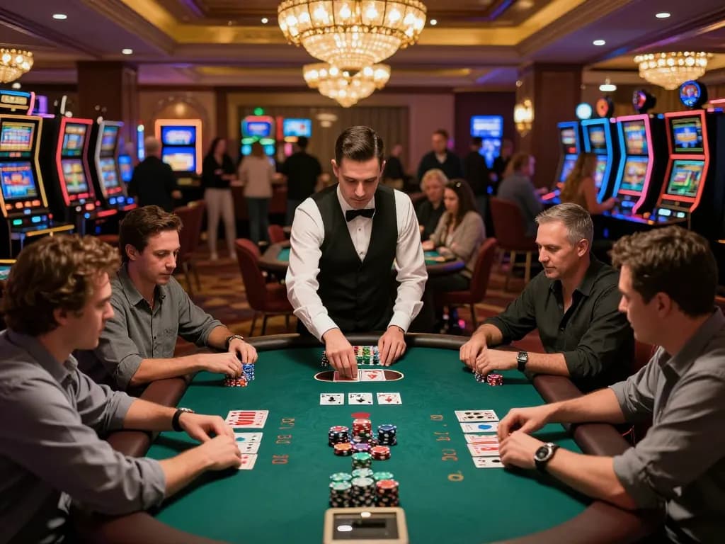 Players enjoy blackjack at a lively casino, highlighting webtransportdeal's thrilling gameplay and strategic betting.
