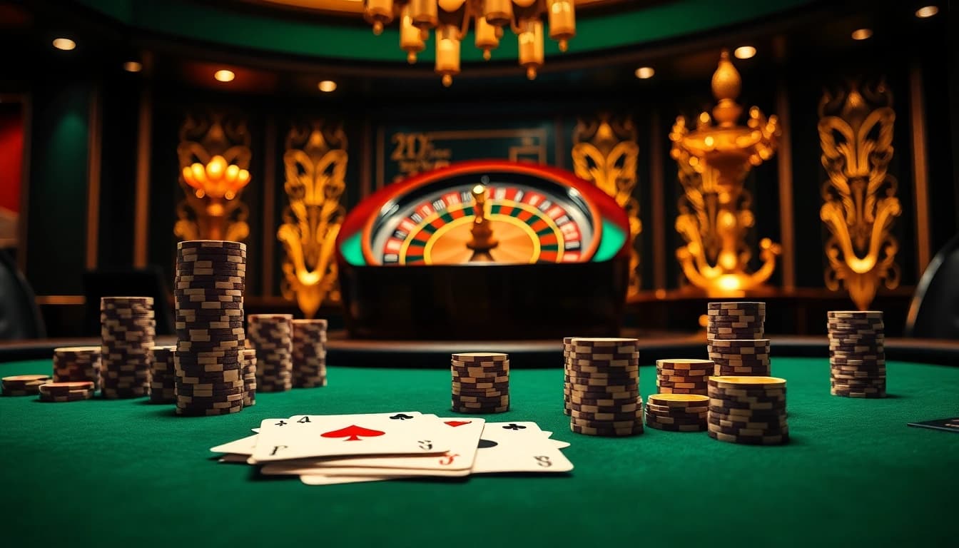 Enthralling poker gameplay scene with 7M engraved table setup, attracting enthusiastic gamblers.