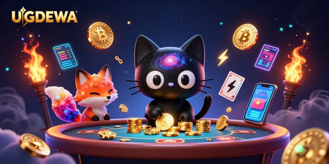 Join the cosmic gaming action at UGDEWA with our enchanting casino illustration featuring a black hole cat.