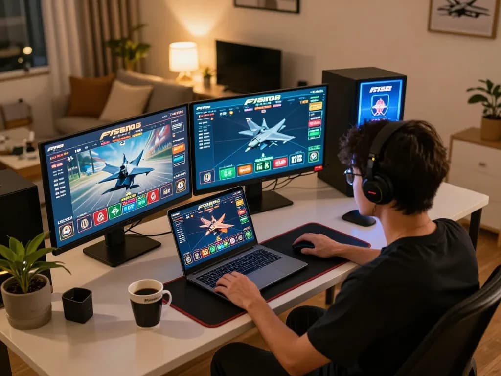 Player strategizing online with F168 casino interface on laptop and cozy environment
