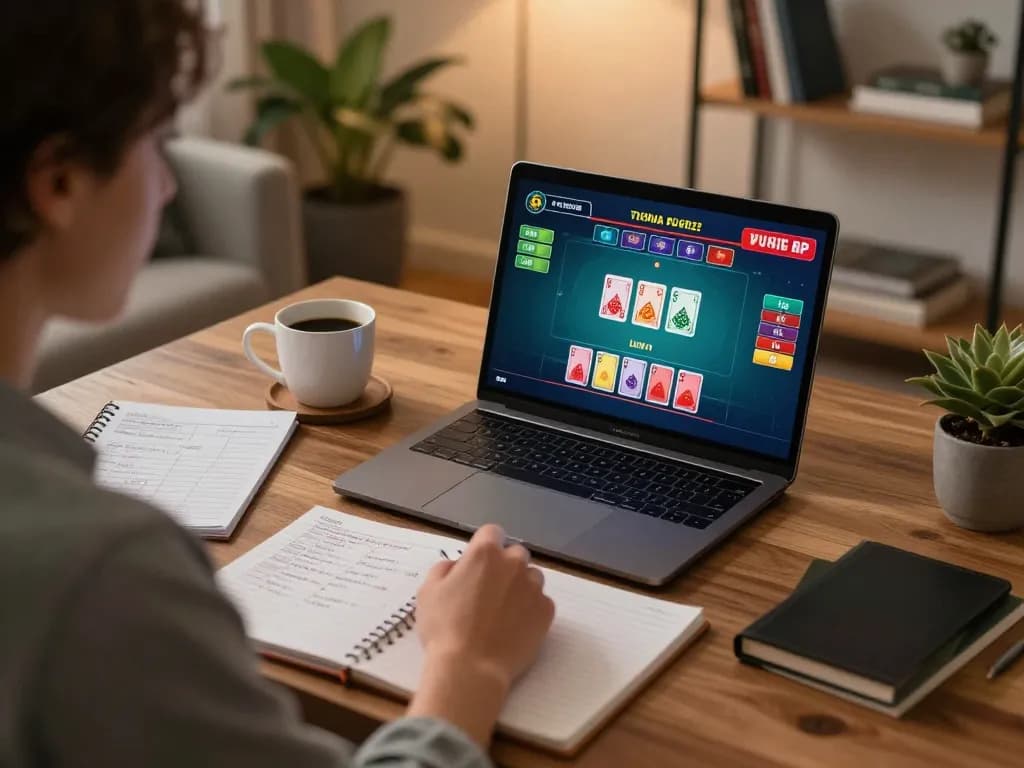 Engaging in an online casino game at home, paris888 showcases strategic betting and responsible gaming.