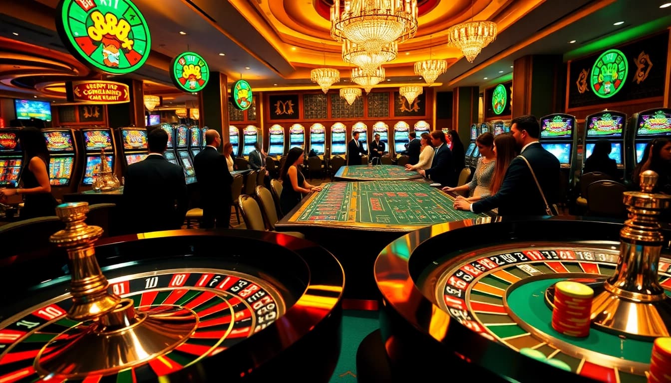 Players experiencing the excitement of 88xx at a high-stakes casino table with vibrant chips and cards.
