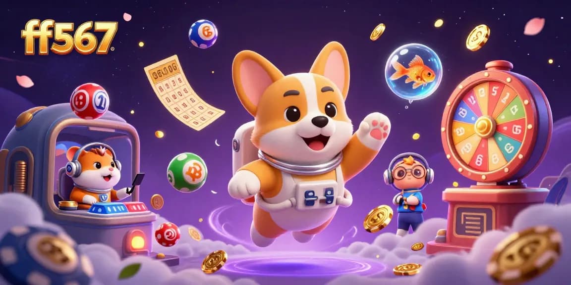 ff567 garante segurança ao baixar aplicativos enquanto um corgi astronauta flutua em um cassino espacial.