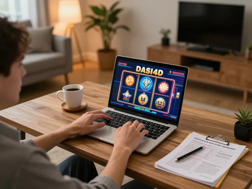 Pemain slot DASI4D menikmati permainan daring dari pengaturan rumah yang nyaman dengan catatan strategis.