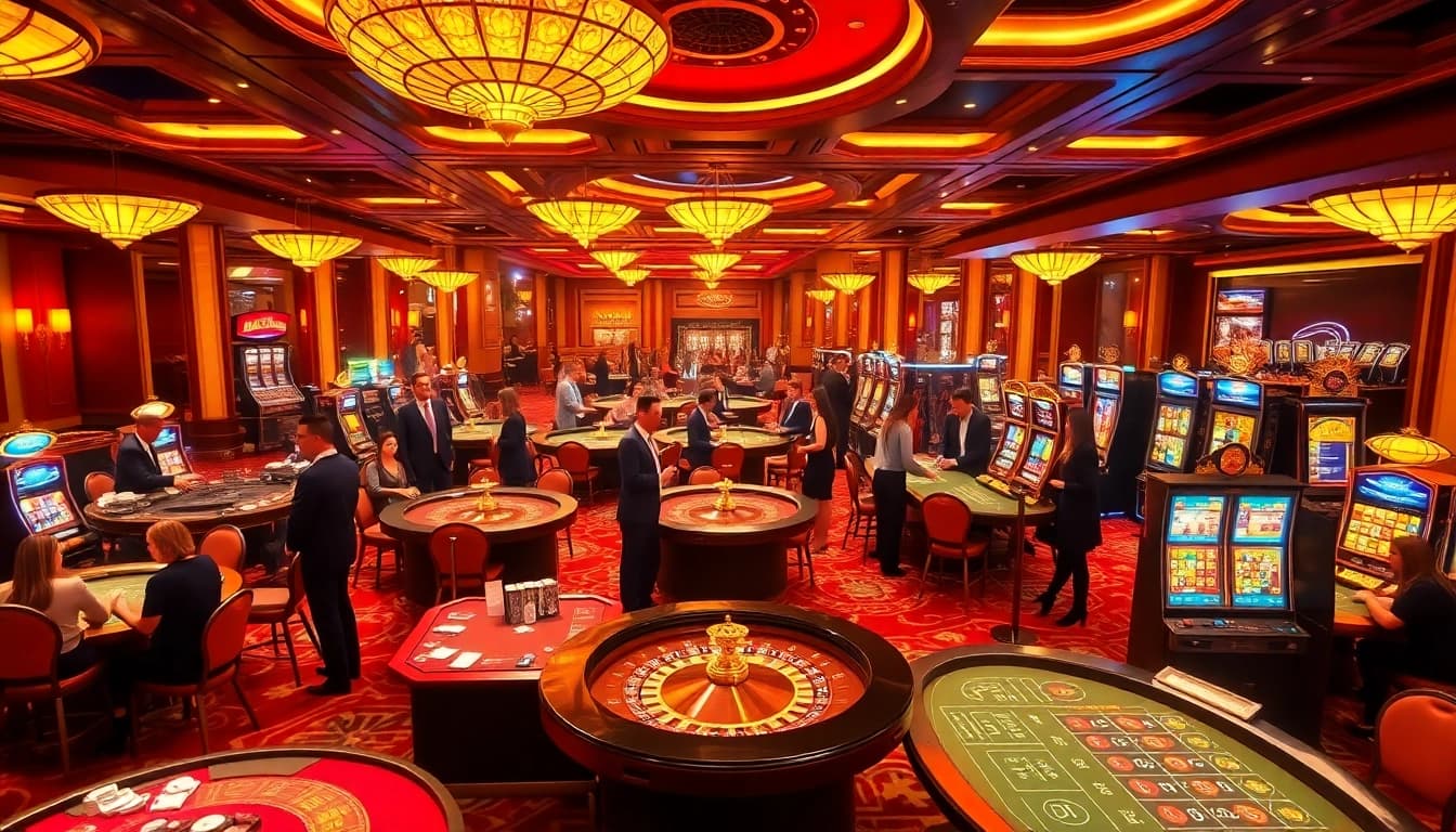 Experience luxury gaming at NOHU with vibrant casino tables, lively players, and engaging online interfaces.