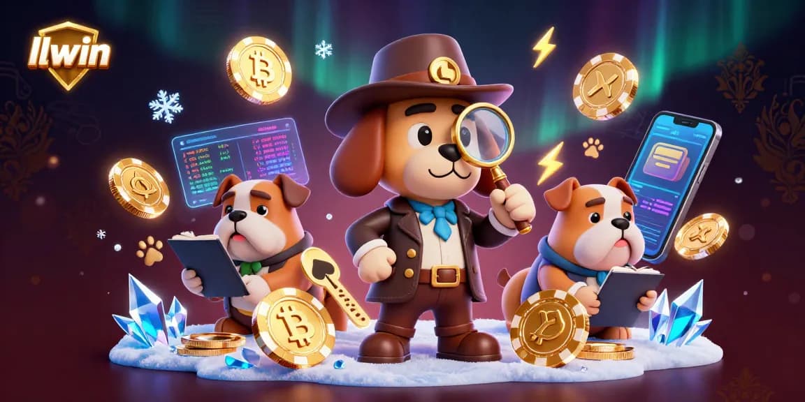 Join the llwin adventure with the detective bloodhound discovering poker chip treasures in a vibrant casino scene.