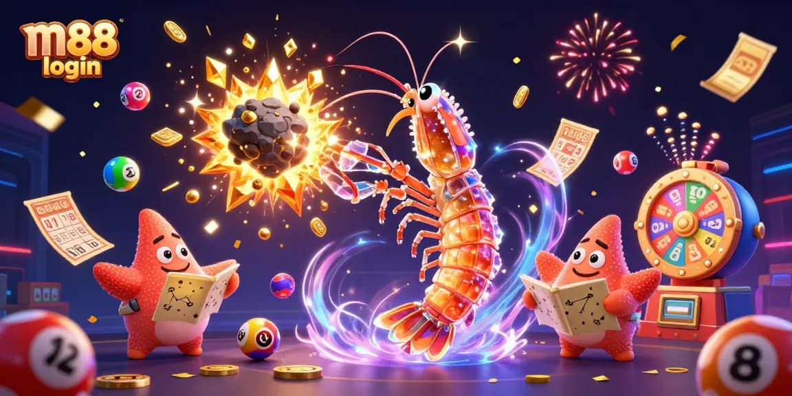 Experience the thrill of m88 login with exciting lottery elements and vibrant celebration effects.