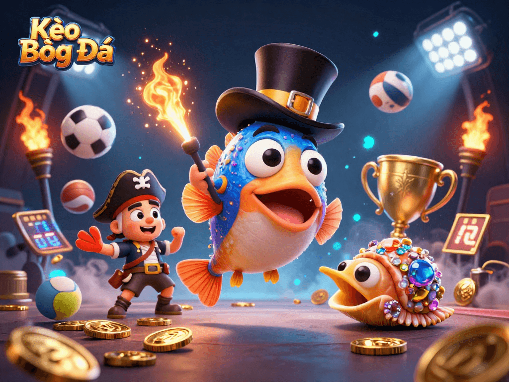 Kèo Bóng Đá delights gamblers with thrilling sports elements in a captivating 3D scene.