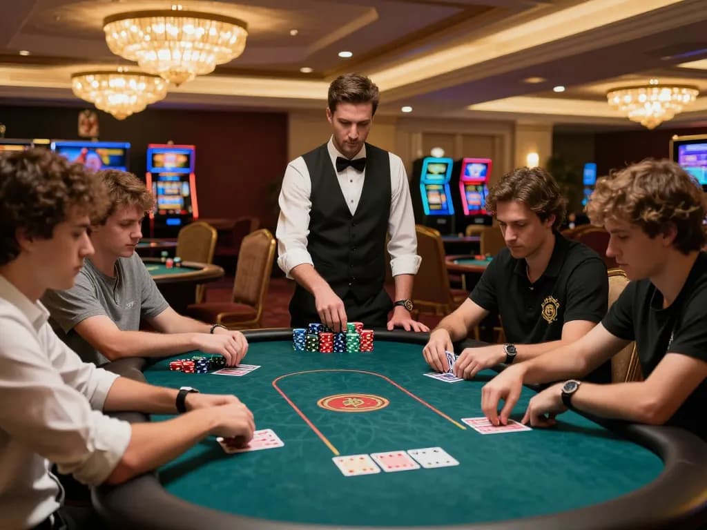 Players enjoy an intense poker game at nhà cái vipwin, showcasing strategic betting.