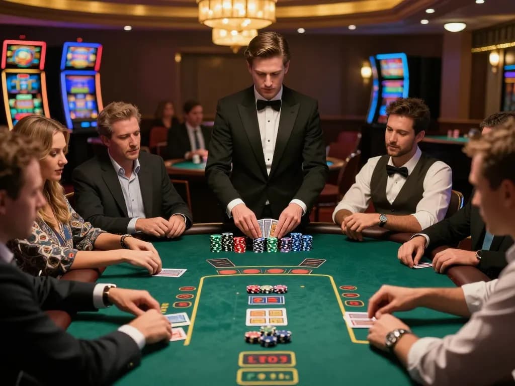 Players engage in a thrilling blackjack game at ku88 casino, showcasing excitement and strategy.
