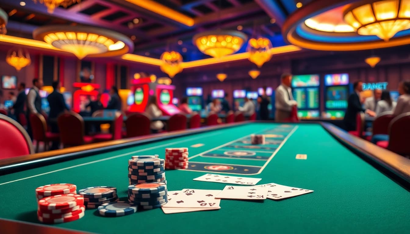 Engaging scene of AT99娛樂 with vibrant casino gaming table and lively atmosphere.