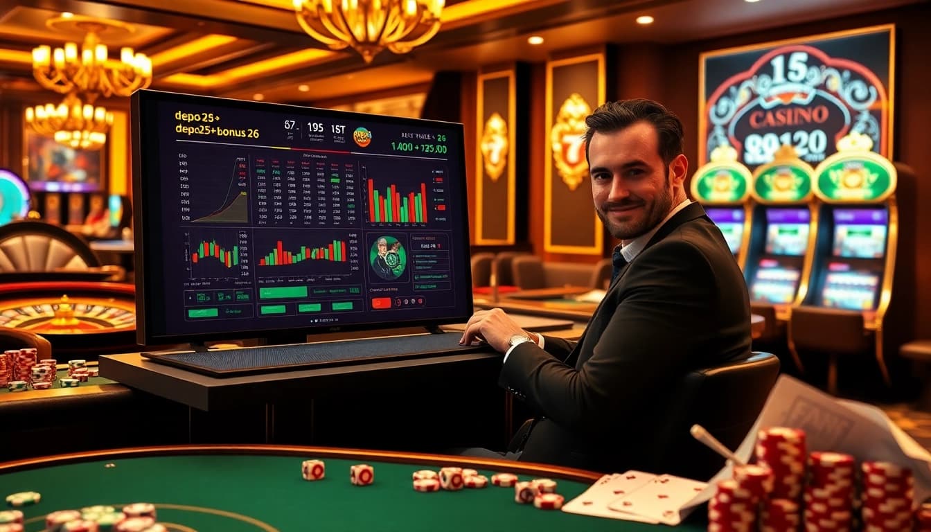 Engaging casino scene showcasing the breathtaking excitement of depo 25 + bonus 26 with dynamic gambling visuals.