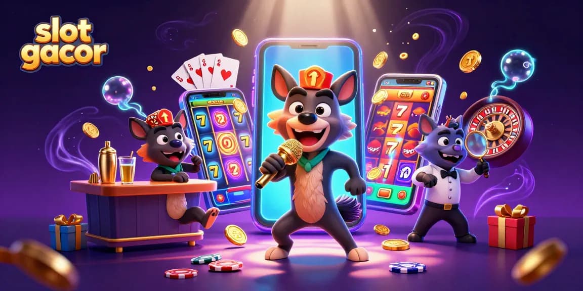 Enjoy slot gacor excitement with a vibrant comedy casino featuring hyenas, spinning reels, and jackpot fun.