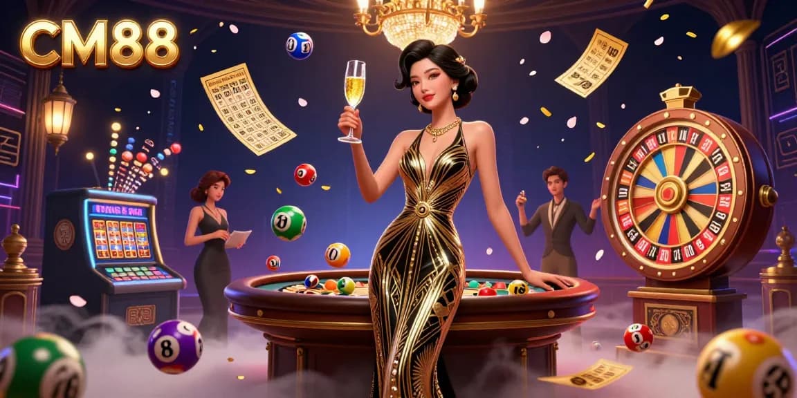 Experience exciting gaming at CM88 with a glamorous Asian hostess and dynamic elements bursting from the scene.
