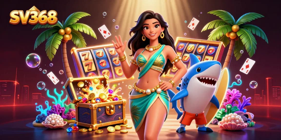 Spin slots and win jackpots at SV368 with vibrant characters and underwater treasures.
