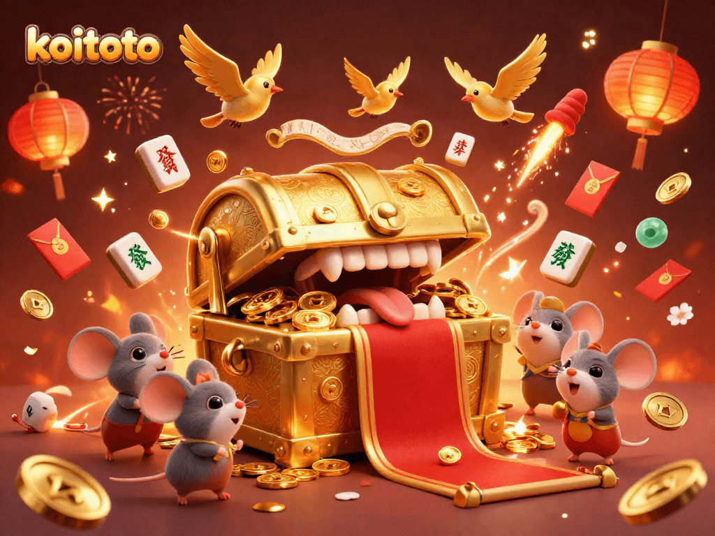 Koitoto entices players with a treasure chest, featuring stunning 3D graphics and dynamic casino elements.