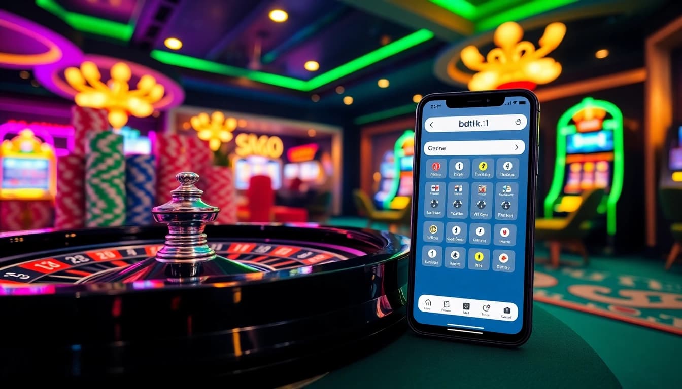 Experience winning with the bdtk1 app in a luxurious casino setting.