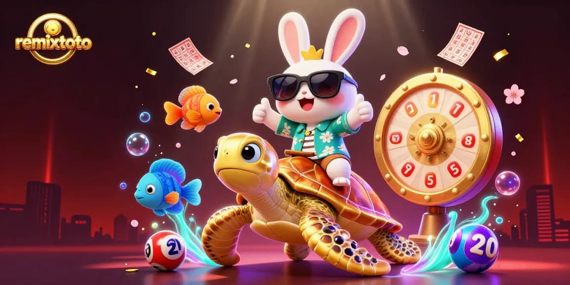 Experience the thrill of remixtoto with vibrant lottery elements and a charming rabbit mascot.