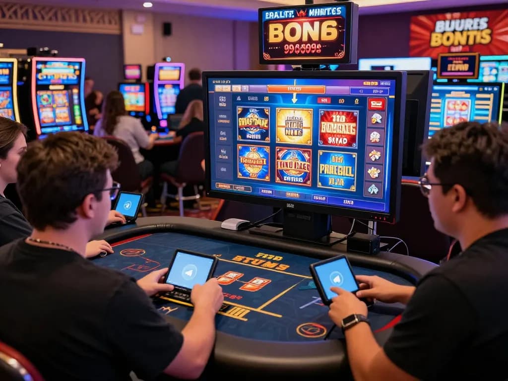 Alev Casino Telegram players interacting in a vibrant online casino with live dealer games and colorful promotions.