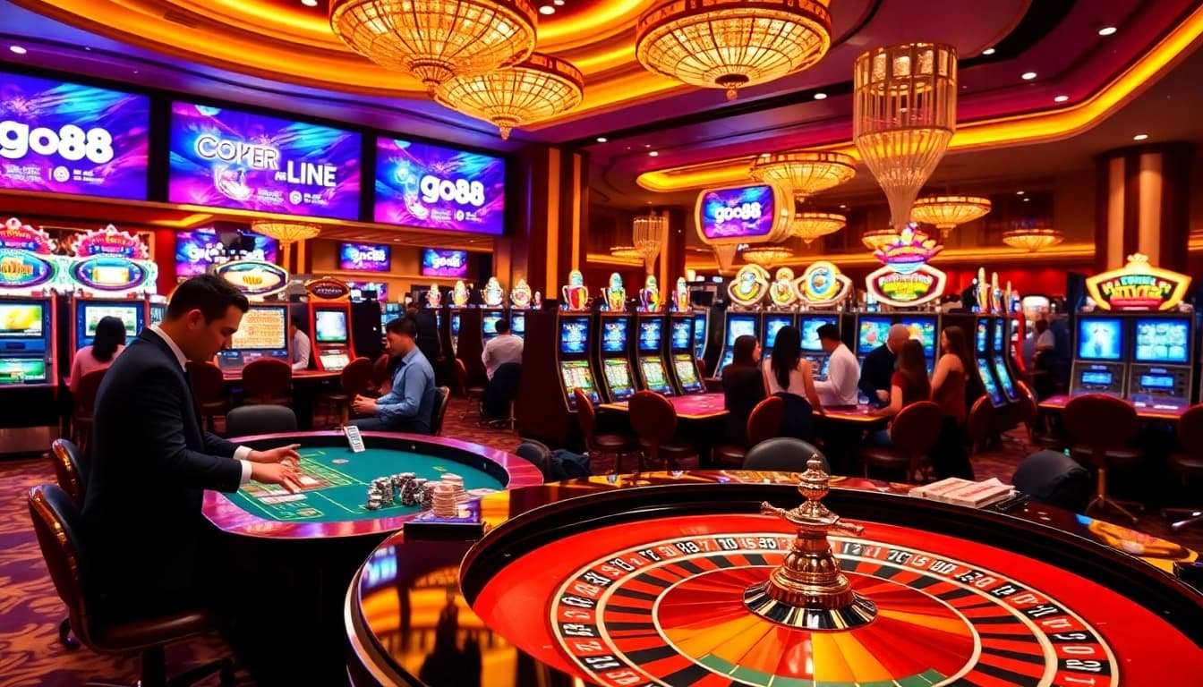 Experience thrilling gameplay at go88 with vibrant casino tables and excited players.