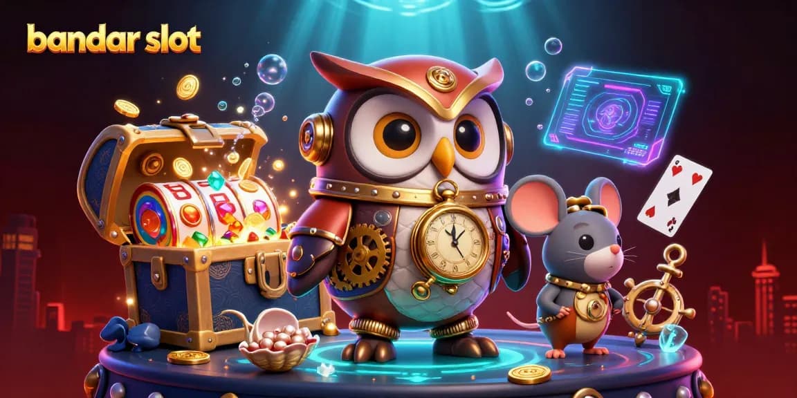 Experience engaging gameplay at bandar slot with vibrant colorful characters amidst a lavish casino setting.