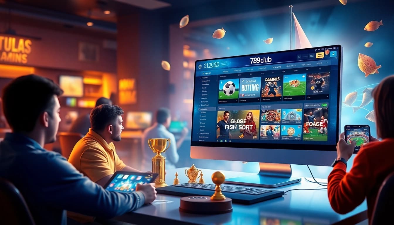 Exciting gaming scene at 789club, showcasing diverse players engaged in sports betting and casino games.