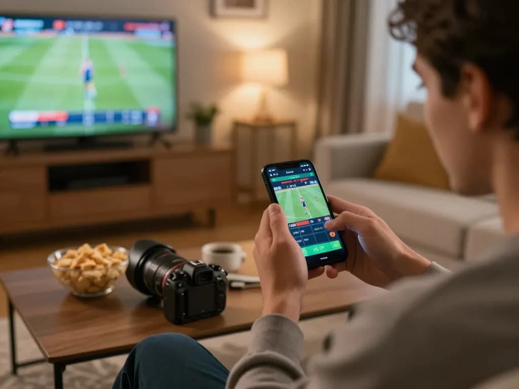 Placing live bets on smartphone for Tỷ lệ kèo nhà cái in a dynamic home sports betting environment.