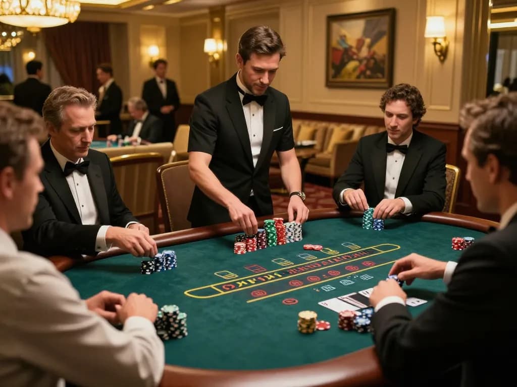 Experience the excitement of iwin at a blackjack table with players engaged in action.