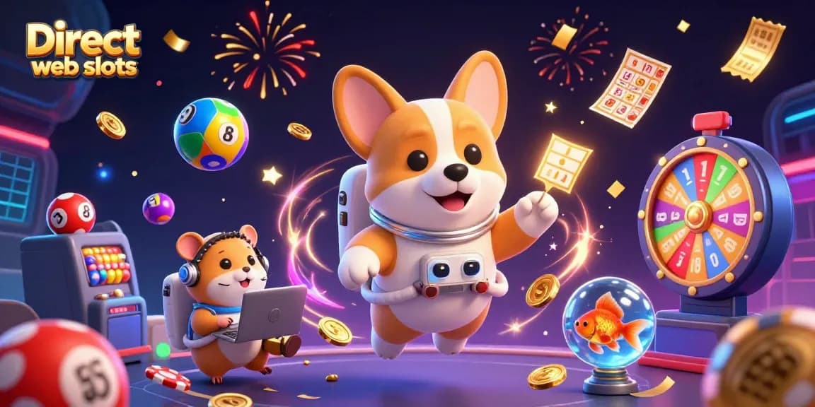 Engage with Direct web slots in an ultra-detailed 3D casino scene showcasing exciting gaming elements.