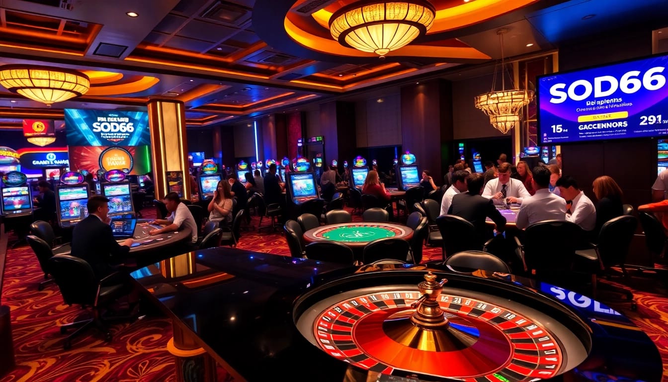 SODO66 players engaging in thrilling casino games at a luxurious venue