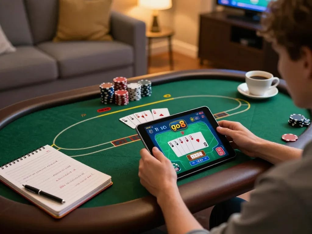Play poker on go8 app with engaging tablet gameplay in a cozy atmosphere.