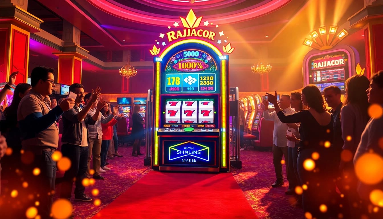 Players enjoying the RAJAGACOR slot machine, immersed in a thrilling gambling experience.