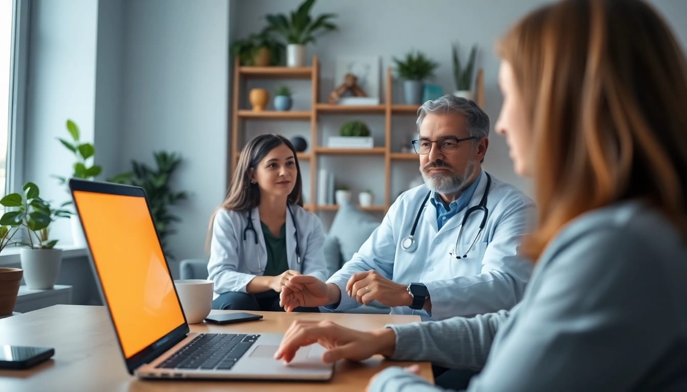 Engaging in a low cost telemedicine consultation between doctor and patient via video chat.