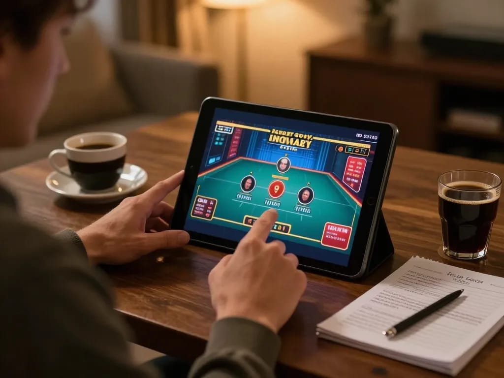 Engaging in live dealer gaming through Live Chat Asialive88 in a cozy home setting.
