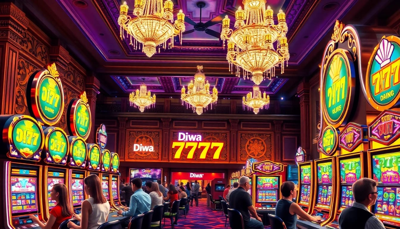 Experience the thrill of Diwa 777 at a lively casino filled with vibrant slot machines.