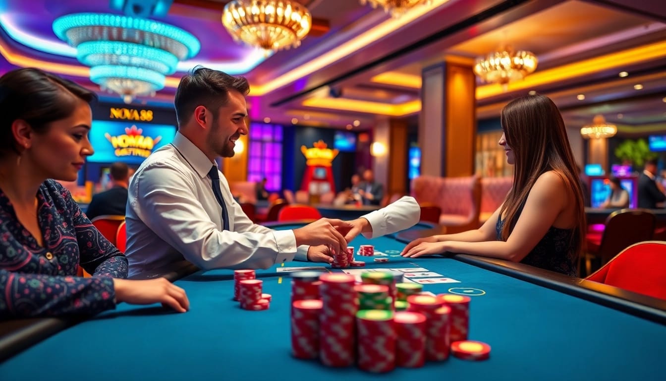 Engaging gameplay at Nova88 live casino with a lively dealer and exciting atmosphere.