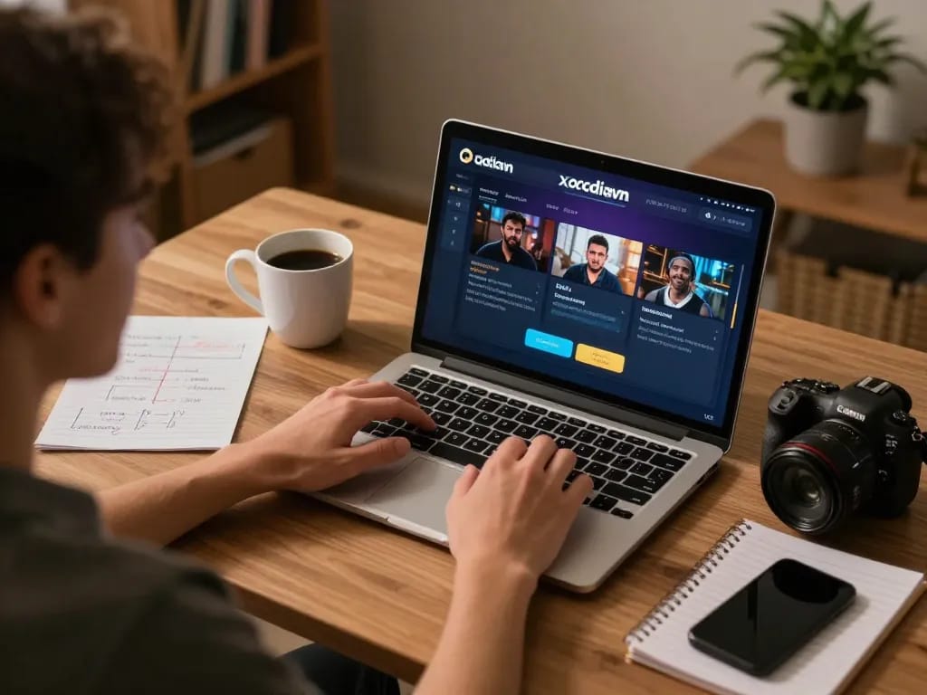 xocdiavn online gaming experience at home with laptop and betting notes