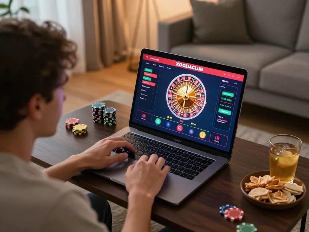 xocdiaclub player engaging with live casino table on laptop showcasing roulette excitement