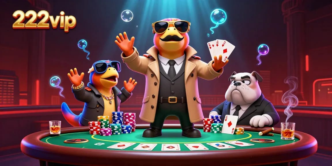Os raptors do 222vip tentam enganar o bouncer em um cassino VIP, cheios de fichas e cartas.