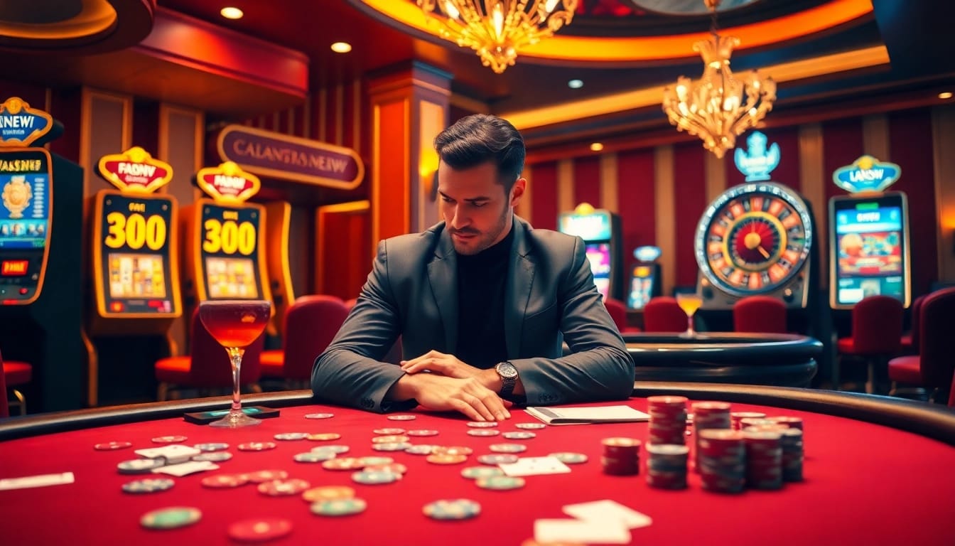 Experience the thrill of casino gaming at 888NEW with vibrant poker tables and exciting slot machines.