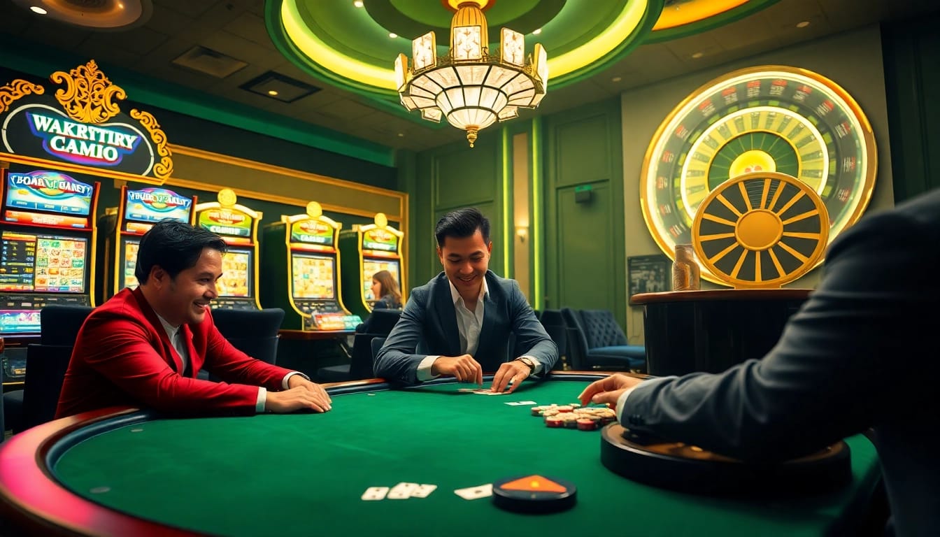 Experience vibrant gambling action at bk8thai, featuring poker tables, slot machines, and roulette.