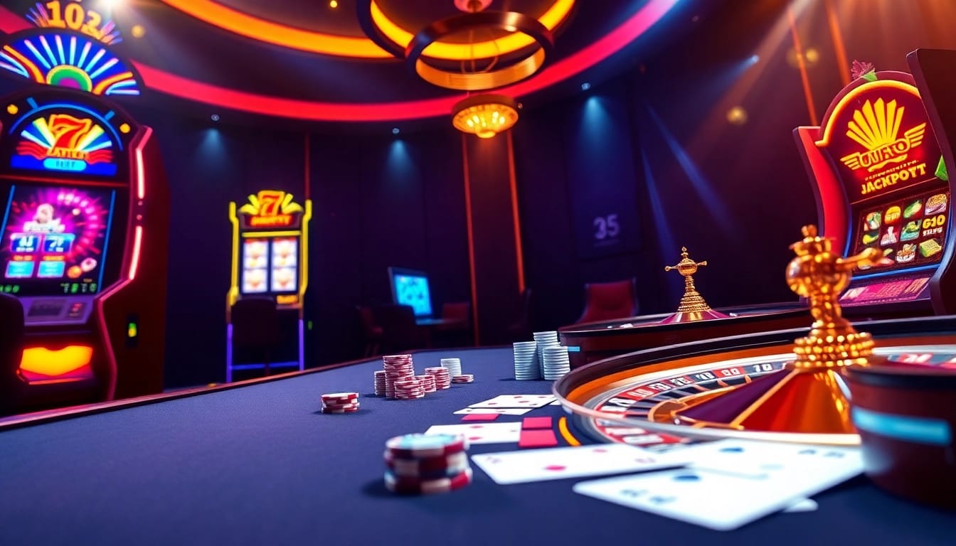 Experience thrilling gameplay at UU88, featuring vibrant casino tables and exciting jackpot slots.