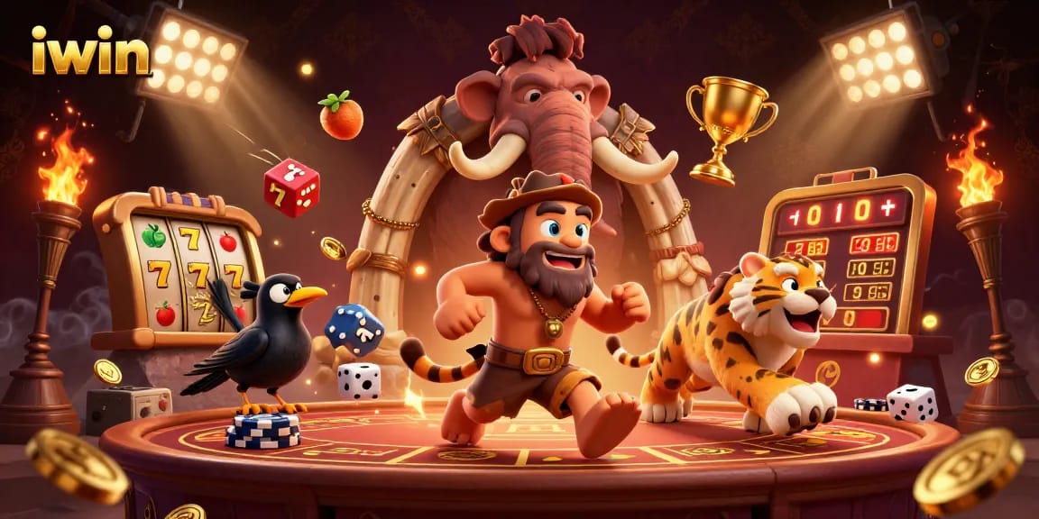 Play exciting iwin casino games with vibrant 3D characters in a prehistoric setting.