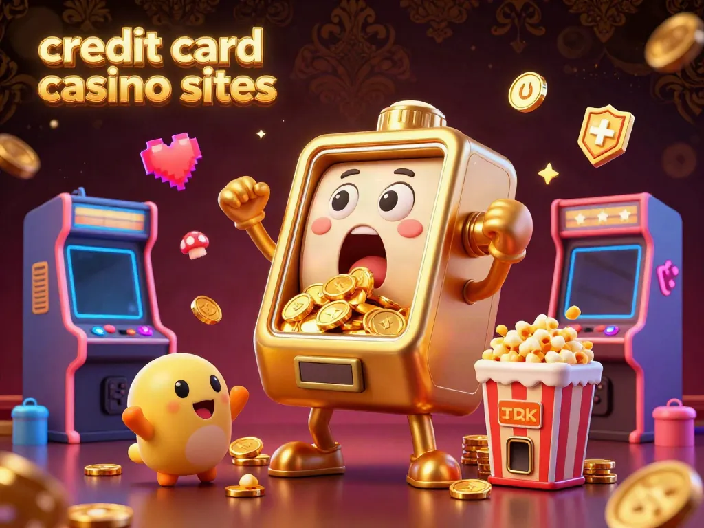 Celebrate winning at credit card casino sites with a joyous slot machine and a lively arcade atmosphere.