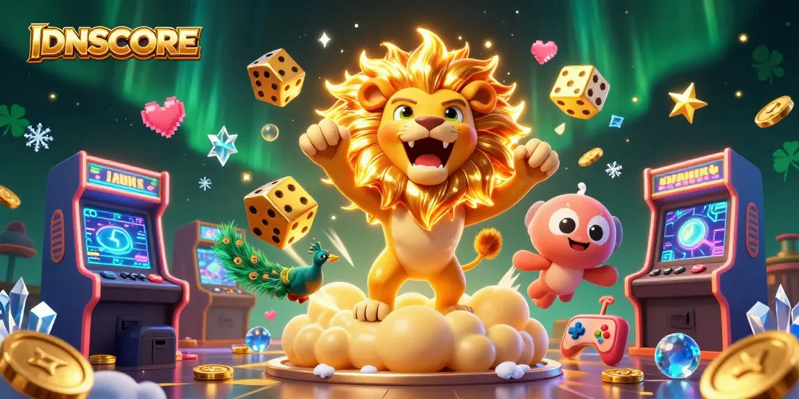 Experience the thrill of IDNSCORE with vivid casino gaming elements and dynamic characters.