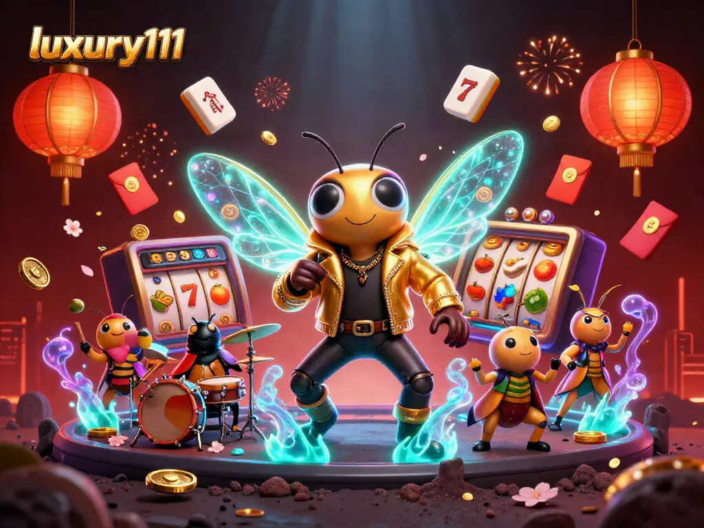 Experience luxury111 with vibrant casino action featuring slot reels and lucky symbols.