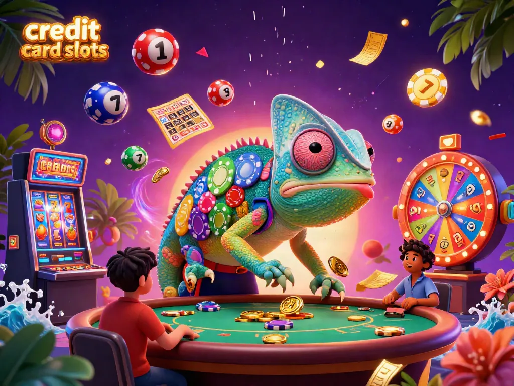 Players enjoy exciting gameplay with credit card slots and lively casino elements in an immersive scene.